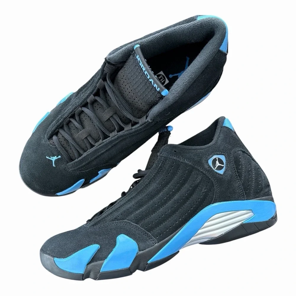 Air Jordan 14 Retro Black/University Blue (Style 48741-007) Size 11 1/2